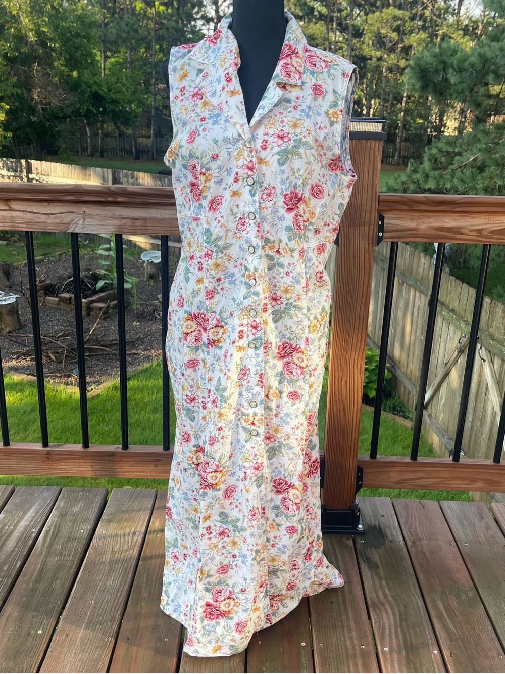 LizWear 90s Jumper Romantic Floral Cottagecore Dress Maxi Vintage Size 14